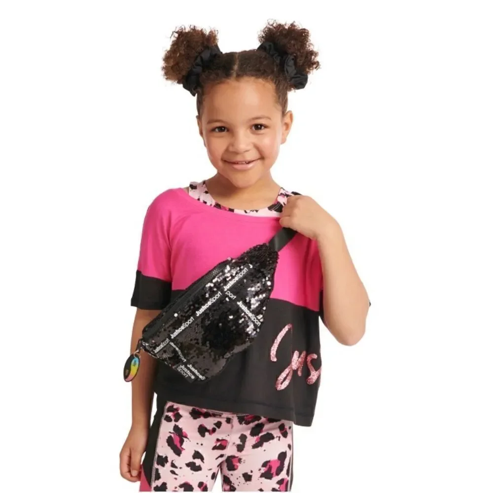 Justice Girls Fashion Bag Waist FannyPack Crossbody & Keychain Coin Purse